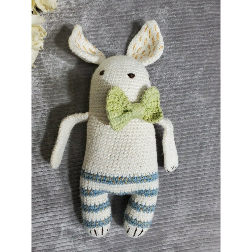 Handmade Bunny Stuffed Animal White Knit